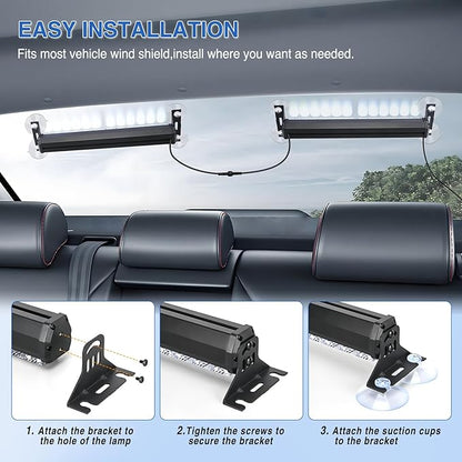 Nilight 24LED Emergency Strobe Traffic Advisor Light Bar 2 in 1 White Dash Warning Safety Flashing Lights Front/Rear Windshield Construction Lights for Trucks Cars Plow Police Firefighter Vehicles