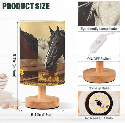 Bedside Lamp Wild Horse Table Lamp with USB Port Wood Base for Living Room,Bedroom,Nightstand 214b6340