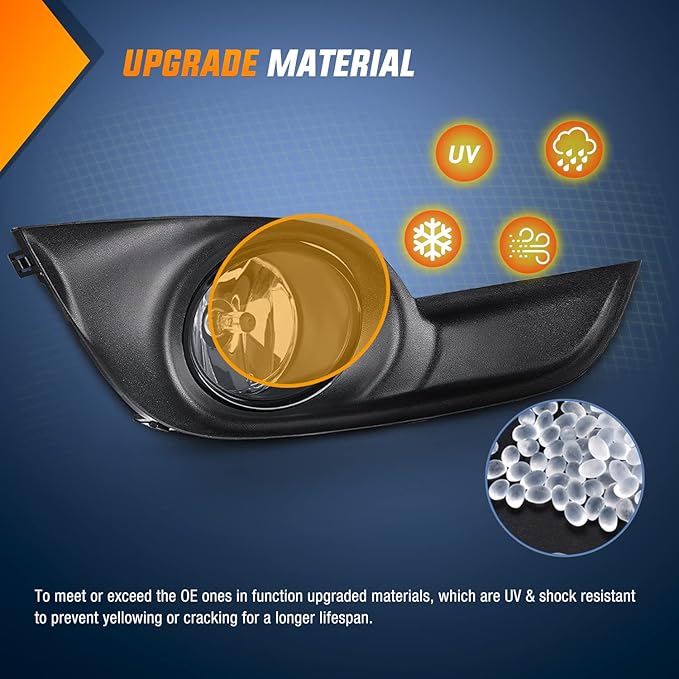 Nilight Fog Light Assembly Compatible with 2013 2014 2015 Nissan Altima Clear Lens w/H11 12V 55W Bulbs