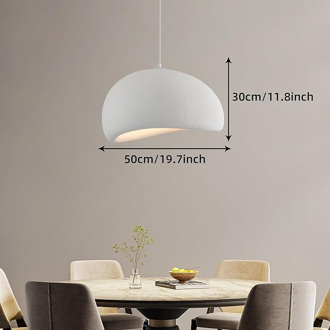 Wabi Sabi Pendant Light Oval, 19.7in Japanese Ceiling Fixture for Dining Room Kitchen Island Hallway Bedroom Restaurant, Adjustable Modern Japandi Hanging Lamp, E26 Base (50cm/19.7in)