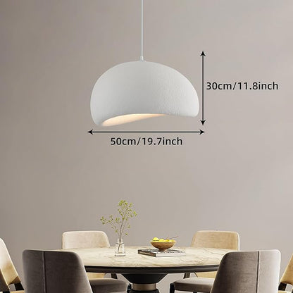 Wabi Sabi Pendant Light Oval, 19.7in Japanese Ceiling Fixture for Dining Room Kitchen Island Hallway Bedroom Restaurant, Adjustable Modern Japandi Hanging Lamp, E26 Base (50cm/19.7in)