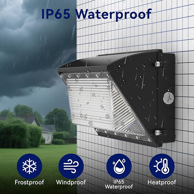 LED Wall Pack Light 120W, 18000LM 5000K Daylight, Outdoor Lighting with Dusk-to-Dawn Photocell, LED Wall Pack for Parking Lot, Warehouse, Yard, ETL Listed (120W - 4PACK)