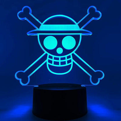 Otaku Lamps Jolly Roger One Piece – Anime Lamp Figure Night Light, 16 Color RGB LED – 3D Anime Room Décor Gift for Otaku