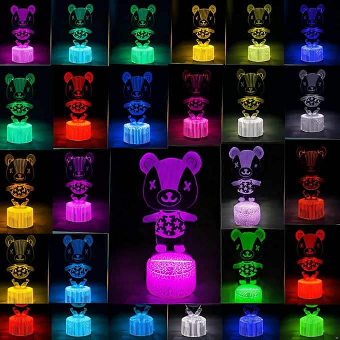 3D Night Light, 16 Color Changing Cartoon USB Desk Lamp Illusion Lighting with Remote Control for Home Decor Gift for Kids. (Stitches)