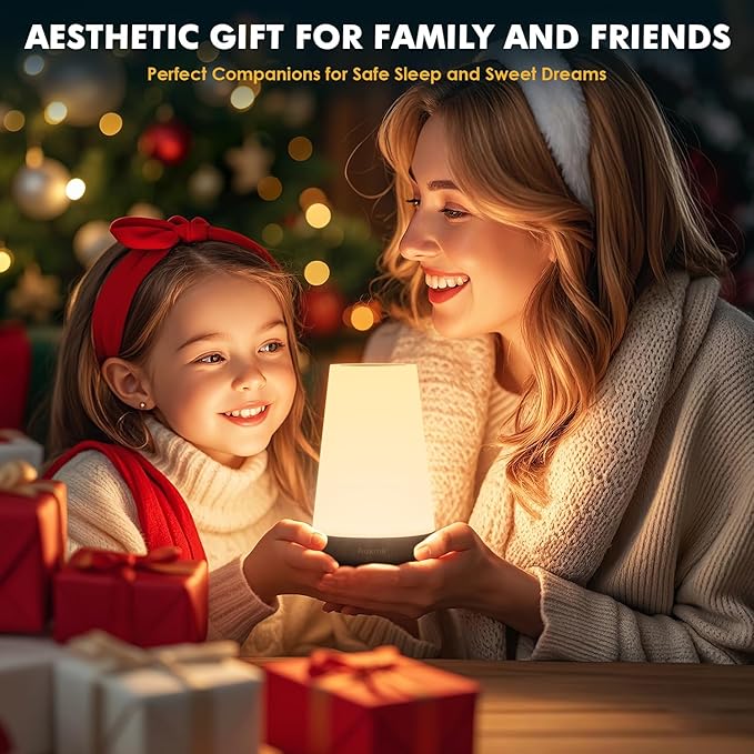 Auxmir Rechargeable LED Night Light, Touch & Remote Control Bedside Lamp with 13 Colors, 5 Brightness Levels, Portable Table Lamp for Kids Baby Nursery, Bedroom, Bathroom, Camping, Dark Brown