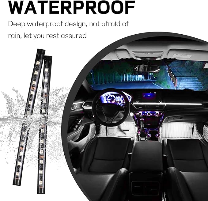 Car LED Strip Light, 12V 24 LED Interior Atmosphere Lights Under Dash Ambient Night Light, Auto Interior Decorative Lamp with Cigarette Adapter Plug, Car Accessories (White, Cigarette Lighter)