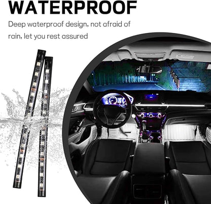Car LED Strip Light, 12V 24 LED Interior Atmosphere Lights Under Dash Ambient Night Light, Auto Interior Decorative Lamp with Cigarette Adapter Plug, Car Accessories (White, Cigarette Lighter)