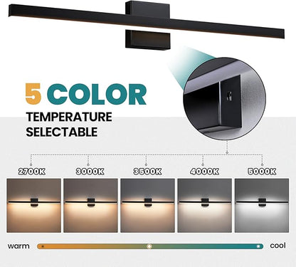 KAISITE Modern Bathroom Vanity Light - Black LED Bar Vanity Light Fixture Over Mirror, 32 Inch, Dimmable, 5CCT