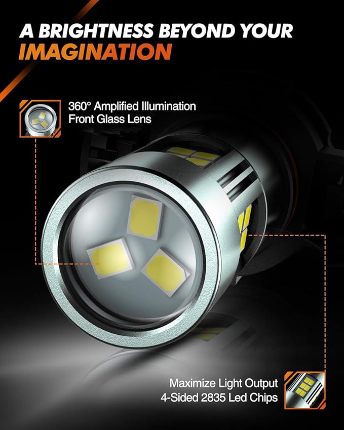 SEALIGHT 9006 Fog Lights LED Bulb, 9006 Hb4 LED Fog Light Bulbs 1:1 Size 9006 Bulb Plug And Play, 6000k Xenon White Light Pattern, Pack of 2
