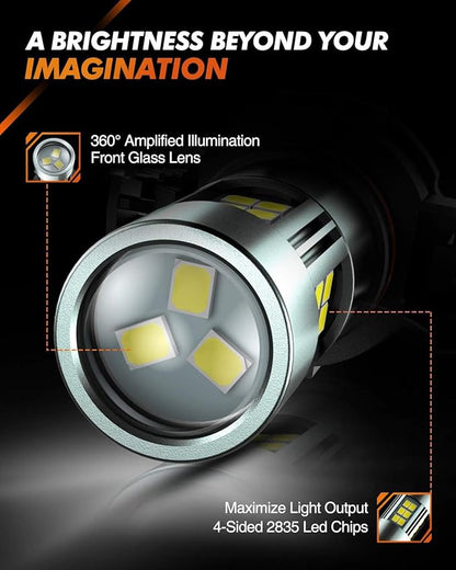 SEALIGHT 9006 Fog Lights LED Bulb, 9006 Hb4 LED Fog Light Bulbs 1:1 Size 9006 Bulb Plug And Play, 6000k Xenon White Light Pattern, Pack of 2