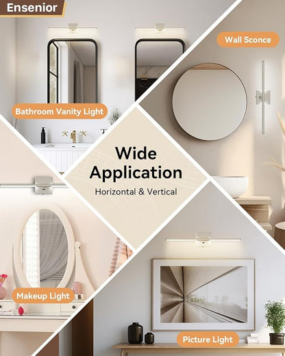 Ensenior Modern Brushed Nickel Bathroom Vanity Light 24 inch, Built-in Dimmer, 1100LM Dimmable 5CCT Led Bath Lights, Bar Vanity Light for Bathroom Mirror Cabinets Bedroom-FCC & ETL Certificated