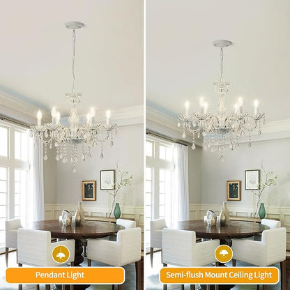 6 Lights K9 Crystal Chandelier Hanging Pendant Light Fixture, Modern Chrome Chandeliers for Dining Rooms ﻿Bedroom Kitchen Island Farmhouse
