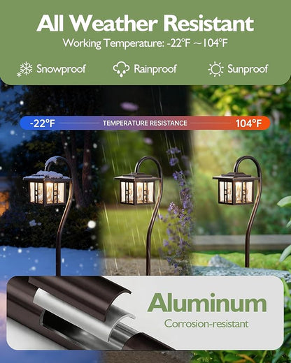 LITFIT Low Voltage Landscape Lighting, 12V 3W 185LM 3000K ORB Electric Pathway Lights, Waterproof Wired Garden Light with Connectors for Walkway Yard, Die-Cast Aluminum, 50000H Integrated LED, 4Pack
