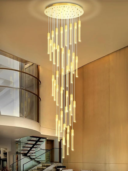 Flashing God 181'' Large Chandeliers for High Ceiling 36-Lights Raindrop Crystal Chandelier Modern Bubble Chandelier Crystal Pendant Light for Living Room Staircaes Foyer Entrance Gold