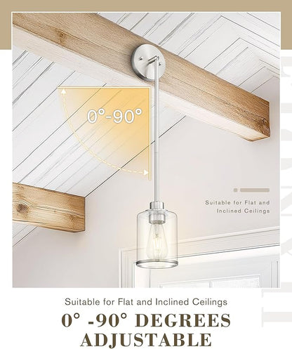 Beionxii Brushed Nickel Pendant Lights Kitchen Island 2 Pack, Hanging Lights Fixtures with Milk Glass, Kitchen Pendant Lighting Over Island, Hanging Lights for Sink Dining Room Entryway, BX-PL02BN-2