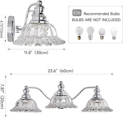 XIEDUN Chrome Vanity Light 3 Light Bathroom Lights Vanity Lights for Bathroom Bathroom Light Fixtures