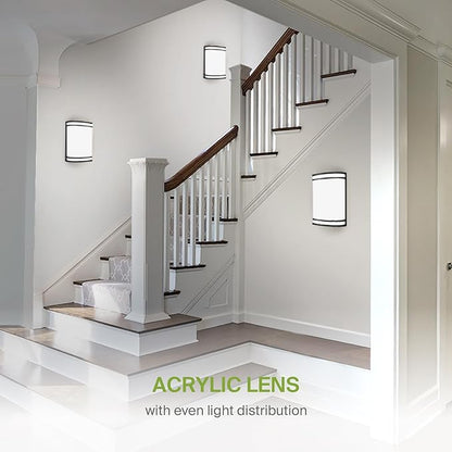 ASD LED Indoor Wall Mount Light Fixture - 10 Inch 15W Modern Interior Matte Black Dimmable Wall Sconce Light - ETL 3000K 4000K 5000K Adjustable - Hallway, Bedroom LED Wall Lights, 4 Pack
