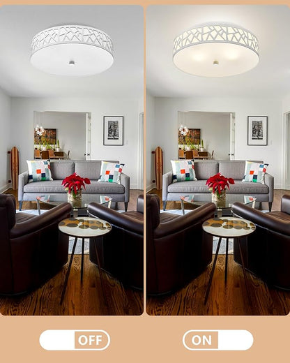 2-Light Flush Mount Ceiling Light, 12 Inch Modern Light Fixtures Ceiling Mount with White Metal and Frosted Glass Shade for Bedroom,Hallway, Kitchen