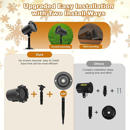Christmas Projector Lights Outdoor, Waterproof Christmas Decorations Led Lights Projector with Remote Control Timer Indoor Firefly Light for Xmas Yard Garden Holiday Party Home Decor Landscape Patio