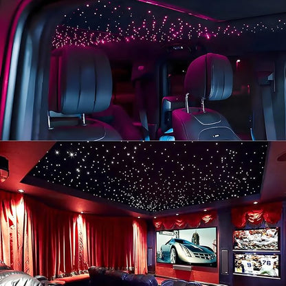AKEPO Small Size 16W Twinkle APP Fiber Optic Lights, Music Activated 9.8ft/3m*500pcs*0.03in/0.75mm Optical Fiber RGBW Starlight Headliner Kit for Car Truck Star/Home Ceiling