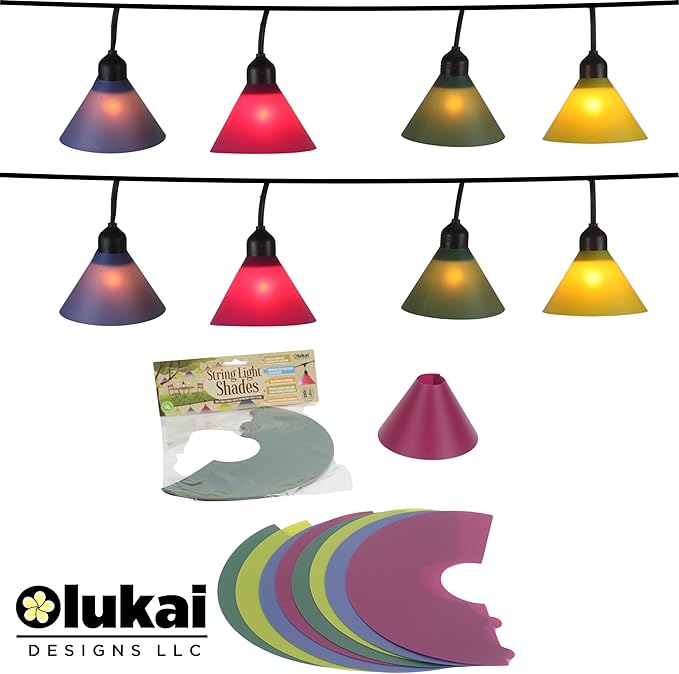 Multi Colored Light Covers for Outdoor Lights – 8 Pack LED Light Covers Decorative for String Lites – Outdoor Lite Bulb Cover Shades – Patio, Garden, Backyard Party Lighting