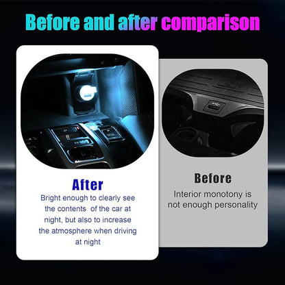 4 PCS USB LED Car Interior Atmosphere Lamp, Portable Mini LED Night Light, Plug-in USB Interface Trunk Ambient Lighting Kit, Universal Interior Car Accessories (Ice Blue)