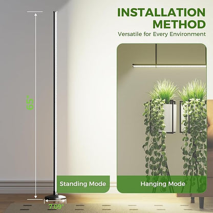 Grow Lights for Indoor Plants with Timer, 192 LEDs 42W Vertical Full Spectrum Grow Light 65 Inch Standing Grow Lights 3 Light Modes 5-Level Dimmable Wide Coverage