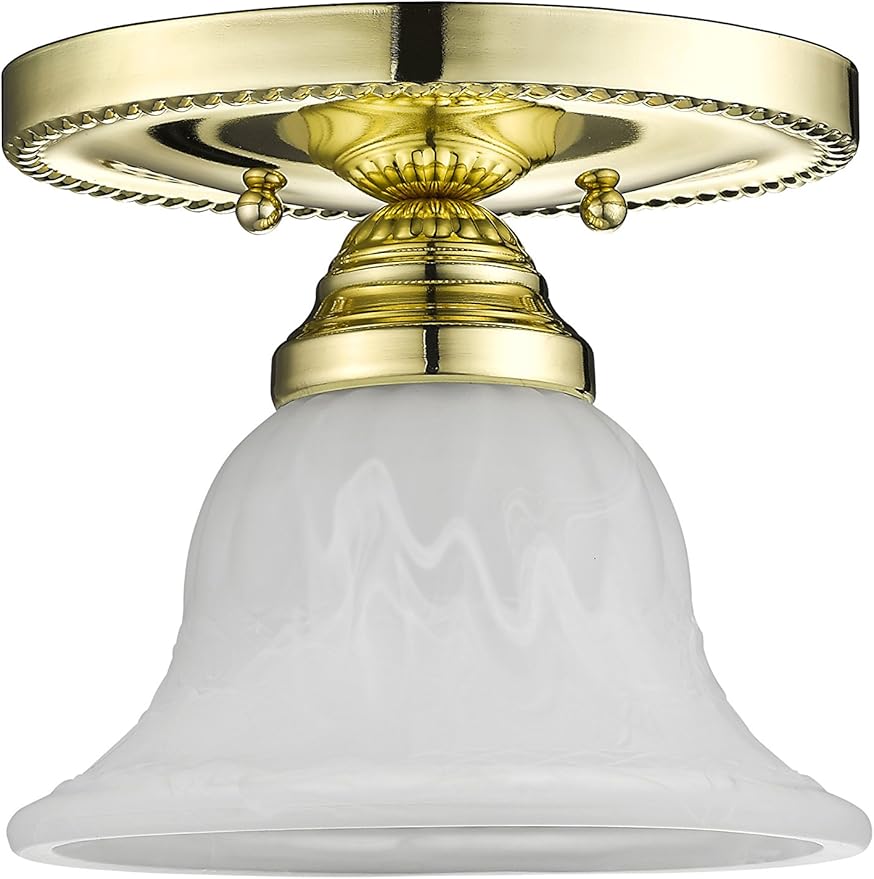 Livex Lighting 1530-02 Edgemont 1-Light Ceiling Mount, Polished Brass