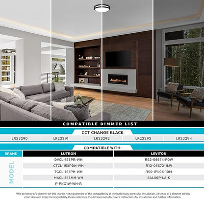 LUXRITE 14 Inch LED Flush Mount Ceiling Light, 5 Color Selectable 2700K | 3000K | 3500K | 4000K | 5000K, Dimmable, Modern Ceiling Light Fixture, 18W, 1440 Lumens, Energy Star, ETL Listed, Matte Black
