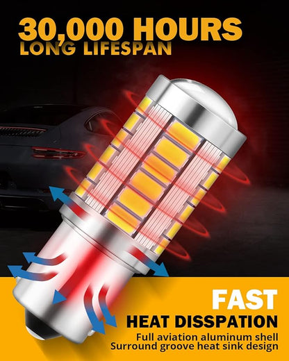 Auxbeam 1156 LED Bulbs for Backup Reverse Lights, Super Bright 6500K White P21W BA15S Bulbs for Car, 3030 33-SMD Chipsets Bulb with Projector, Pack of 2 (May Need Resistors)