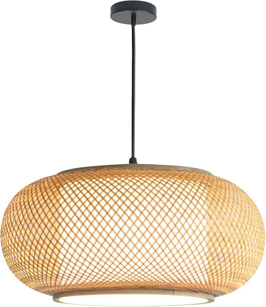 Bamboo Pendant Light Dining room light japanese Light fixture Country style Ceiling Hanging Light Beige Boho Antique Lantern Applicable for Kitchen Island Teahouse Living Room bedroom Restaurant