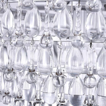 Wellmet 20 Inch Crystal Chandeliers, 6 Lights 5 Tiers Crystal Light, Adjustable Ceiling Pendant Lights, Modern Hanging Chandelier Lighting Fixture for Dining Room, Bedroom, Hallway, Bar, Kitchen, Bath