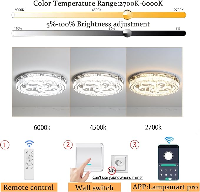Modern Crystal Chandeliers for Dining Room Flush Mount Ceiling Chandelier for Living Room Dining Room Ring LED Crystal Ceiling Light (Round,32in Gold,Dimmable 2700K-6500K)
