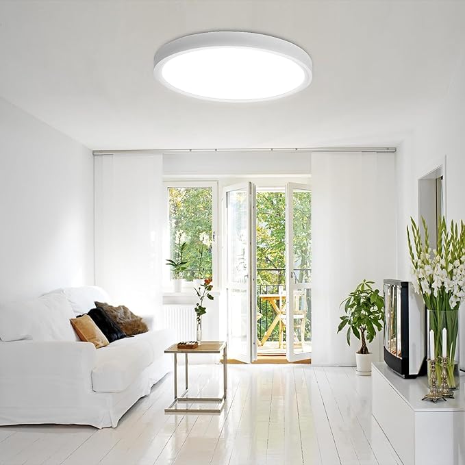 20 Inch Large LED Flush Mount Ceiling Light, 40W,4350LM, 3000K/4000K/6000K CCT Selectable,White Round Flat Panel Light Low Profile Ceiling Light Fitures for Hallway, Kitchen, Bedroom, Laundry(2PK)