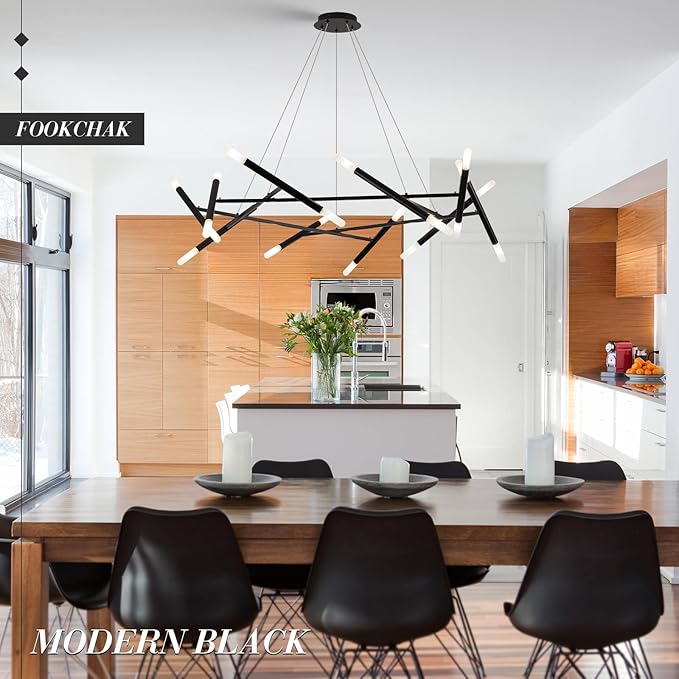 Modern Black Chandelier 56" Circle Round Light Fixture Large Dining Room Metal Chandelier Over Table 20 Light Contemporary Chandeliers Lights for Living Room Master Bedroom Foyer, G9