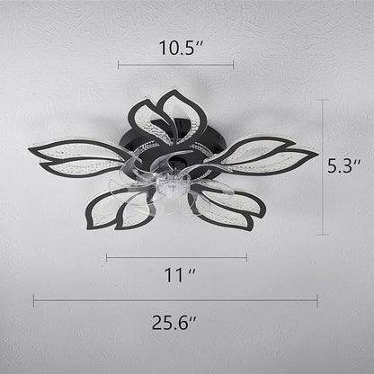 Yfrest Geometric Ceiling Fan with Light, Black, 26', 3000K-6000K, Remote Control, Low Profile, for Bedroom