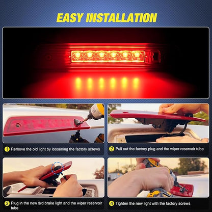 Nilight Third Brake Light Tail High Mount 3rd Stop Lights Red Lens Compatible with Jeep Grand Cherokee 2005 2006 2007 2008 2009 2010 Van SUV Rear Center Cab Lamp