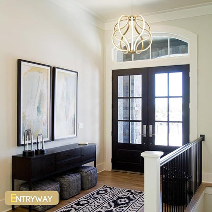 CHYING Modern Gold Chandelier with Remote Control, 10-Light 100W 3-Color Temperature Dimmable LED Chandelier for Living Room, Hanging Adjustable Pendant Light for Dining Room Kitchen Entryway Foyer