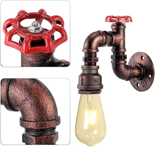 Kawell Vintage Wall Light Fixtures Industrial Retro Wall Sconce Light Creative Water Pipe Wall Lamp Iron Art E26 60W Max for Bedroom Kitchen Restaurant Loft Cafe Bar Hallway