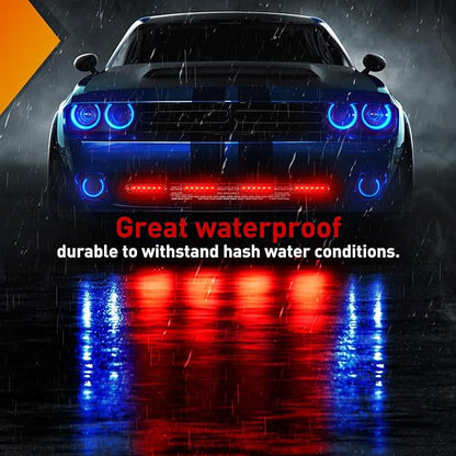 Nilight 6LED Emergency Strobe Lights 4PCS Ultra slim Surface Mount Hazard Caution Light bar 12-24V Sync Feature Warning Flashing kit for Truck Car Vehicle ATV SUV UTV Red