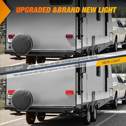 Nilight RV Tail Light 2PCS 54 LED White License Plate Lights Red Running Stop Brake Turn Signals Surface Mount Waterproof Taillights for Camper Van Caravan