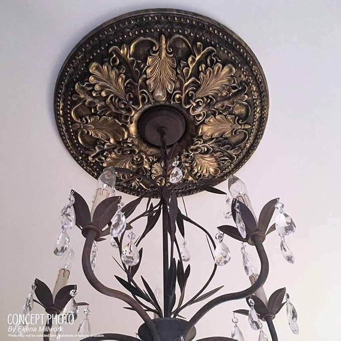 Ekena Millwork CM15LI2 15 3/8"OD x 7"ID x 1"P Lisbon Ceiling Medallion, Fits Canopies up to 7", 2 Piece