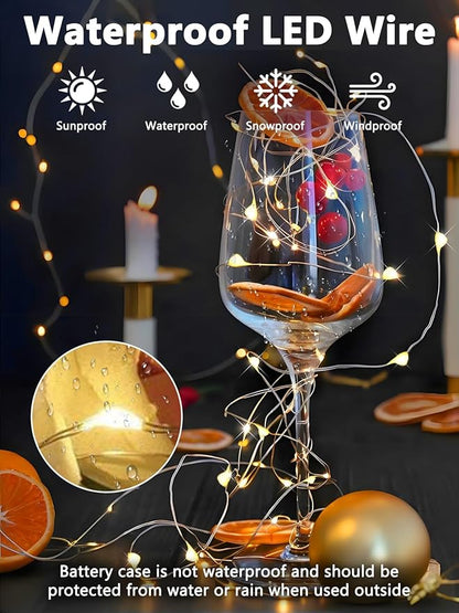 4 Pack Fairy Lights Battery Operated with Remote Control Timer, LED String Lights Outdoor Indoor Decorations, 8 Modes Twinkle Lights for Christmas Party Wedding Birthday Bedroom Décor (Warm White)