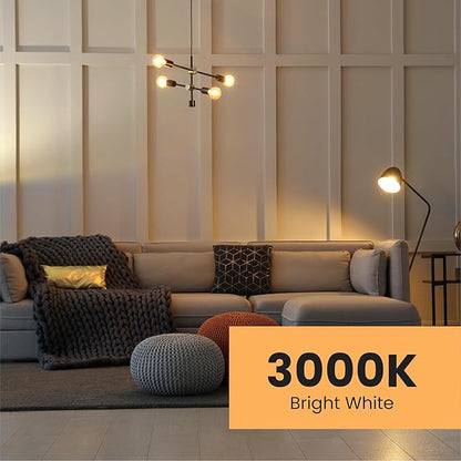 Feit Electric A19 LED Filament Light Bulbs, 40W Equivalent, 3000K Bright White, 450 Lumens, Dimmable, 90+ CRI, 17,000-Hour Life, Vintage Style, A1940CL930CA/FIL/4, 4-Pack