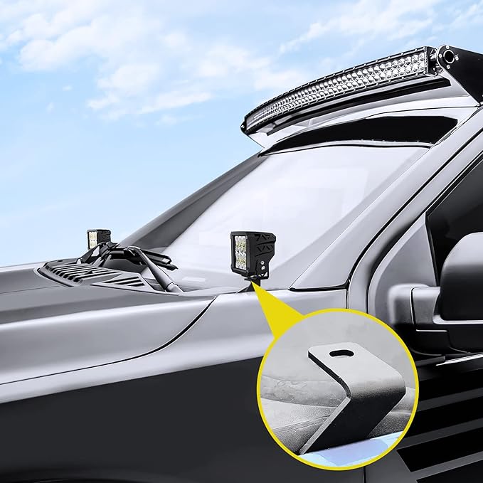Nilight Ditch Light Bracket Hood Mount Brackets for Front A-Pillar Auxiliary Offroad LED Pod Lights Work Lighting on F150 Raptor 2017-2023 F-150 2015-2023