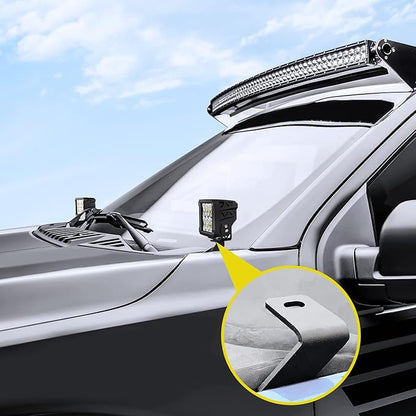 Nilight Ditch Light Bracket Hood Mount Brackets for Front A-Pillar Auxiliary Offroad LED Pod Lights Work Lighting on F150 Raptor 2017-2023 F-150 2015-2023