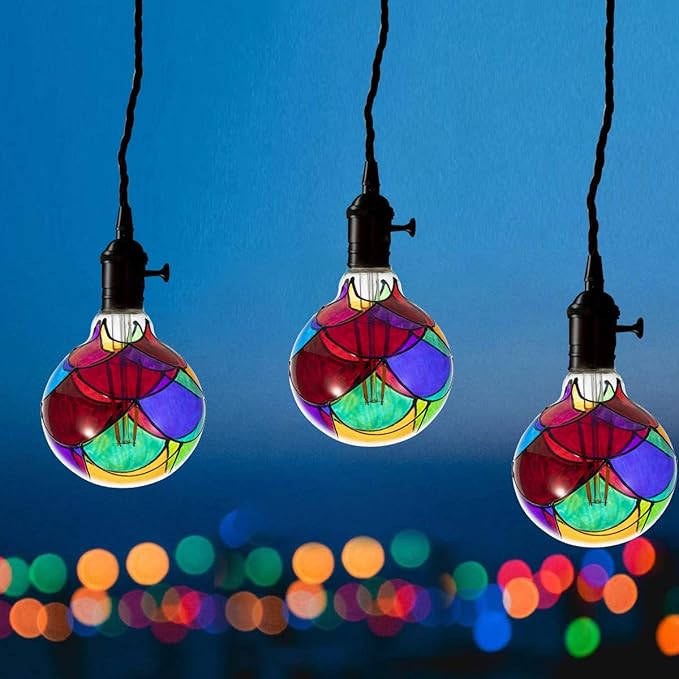I-SHUNFA Edison Glass LED Light Bulb, E26 Standard Base 6 Watts Heatless G95 Globe Shape LED Light Bulbs for Home Party, Recreation Room,Balcony,Garden,Christmas Decoration