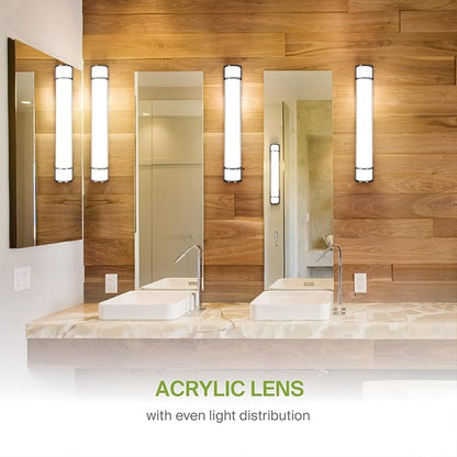 ASD LED 36" Vanity Flush Mount Light Fixture, Linear Bathroom Lighting Bar | 3CCT, Dimmable, Energy Star, ETL Listed | 30W 2650LM 3000-5000K 120V | Long Bath Wall Sconce Over Mirror | Black, 2 Pack