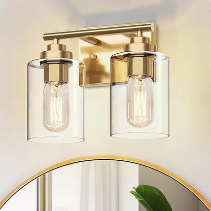 SKEJAO Bathroom Vanity Light Over Mirror,Bathroom Light Fixture Wall Sconce Lighting for Bedroom,Living Room (Gold, 2-Light)