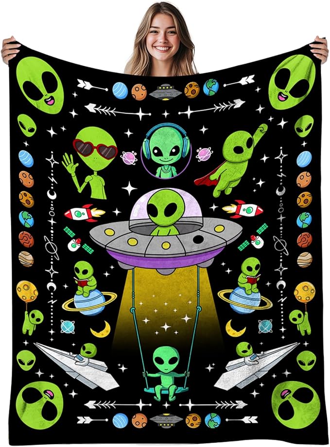 Alien Blanket Gift for Women, Cozy Warm Blanket Gifts for Alien Lovers Soft Throw Blanket for Bed Sofa, Gifts for Christmas Thanksgiving 40x50in